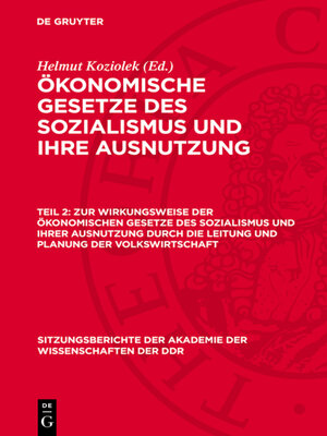cover image of Zur Wirkungsweise der ökonomischen Gesetze des Sozialismus und ihrer Ausnutzung durch die Leitung und Planung der Volkswirtschaft